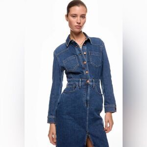 Madewell | Denim Western Midi Shirtdress in Laselle Wash Blue Long Sleeve Size 8